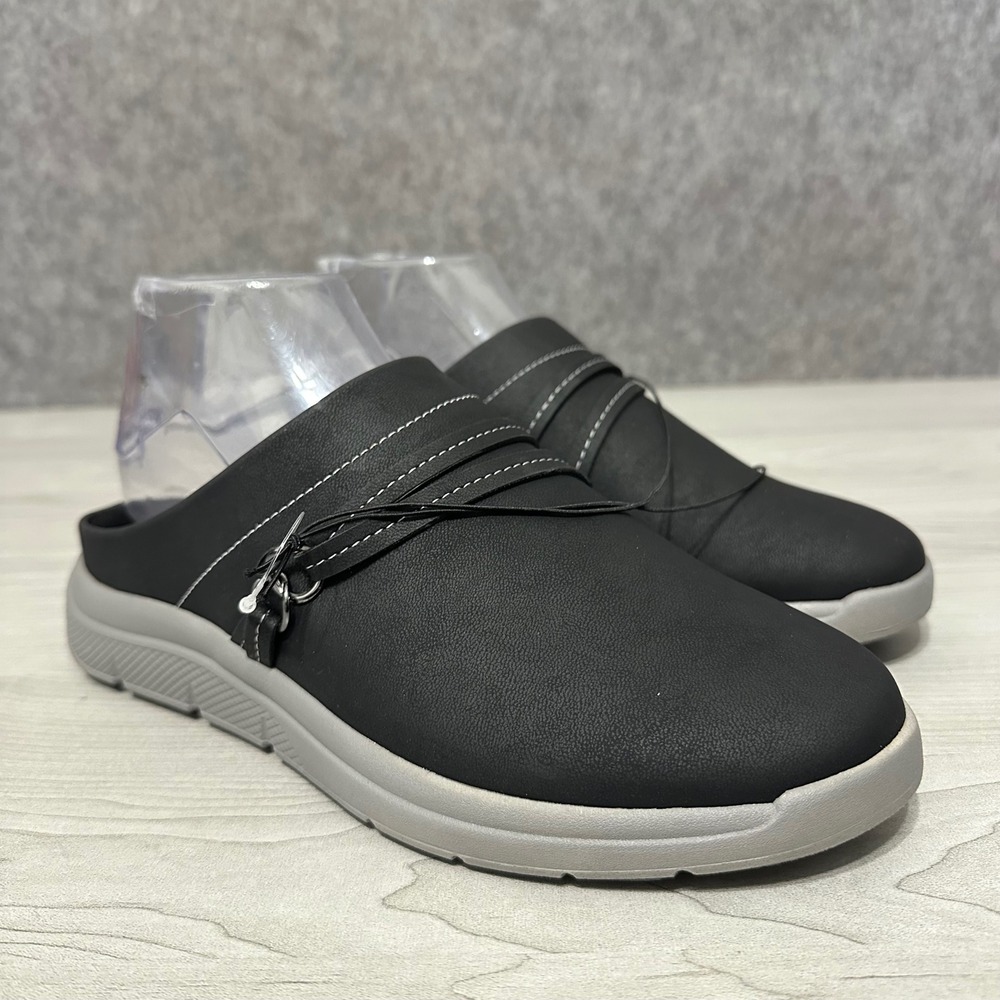 NEW JSport Gina‎ Mules Womens 8 Black Comfort Slip On Clogs Walking Shoes